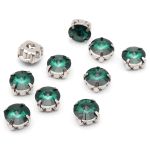 Хрустальные стразы в цапах круглой формы, изумрудный 8 мм, 10 шт. Astra&Craft, РЦ015НН8