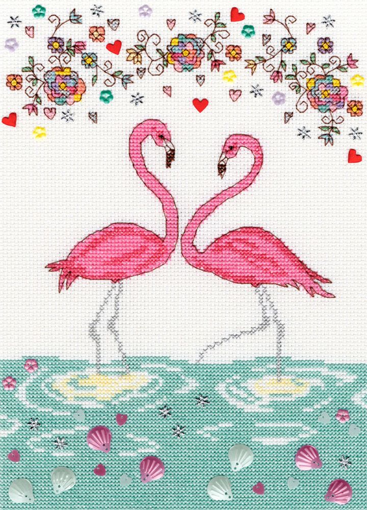 Bothy Threads, Love Flamingo (Любовь Фламинго), 18х26 см