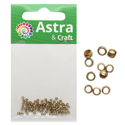 Зажимные бусины 2 мм, 100 шт/уп, Астра, бронза