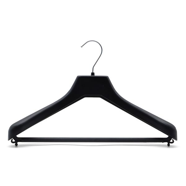 Вешалка пластиковая для верхней одежды и костюмов L-39см, h5,5см, с перекладиной, цв. черный, V39, 5 шт