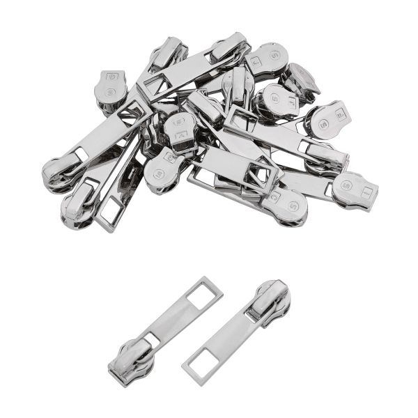 Слайдер (замок) для молнии спираль Т5 (5 мм), никель 32,5х8,5 мм, 20 шт, ГДЖ837