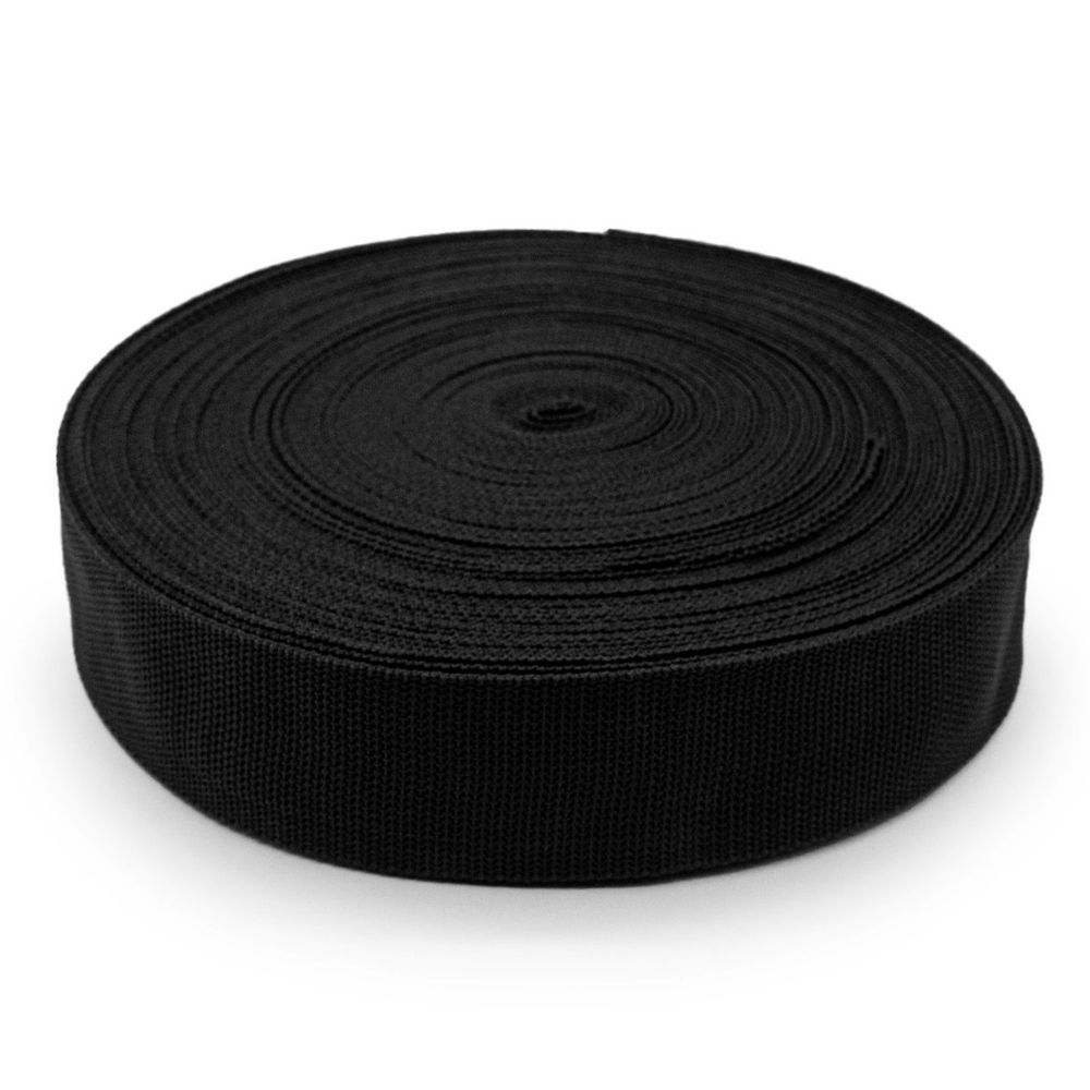 Стропа (ременная лента) 50 мм / 25 метров, толщ. 1.0 мм, [27.5 г/пог.м], 100% п/п, черный, 4150