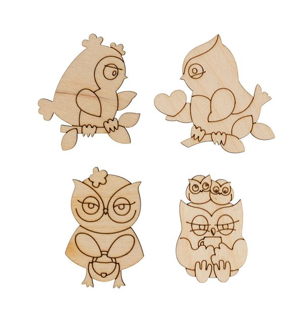 Заготовка из фанеры Мини-набор, 3.5-5.5 см, Совушки 2, 4.5-5.5 см, ВД-887 Mr.Carving