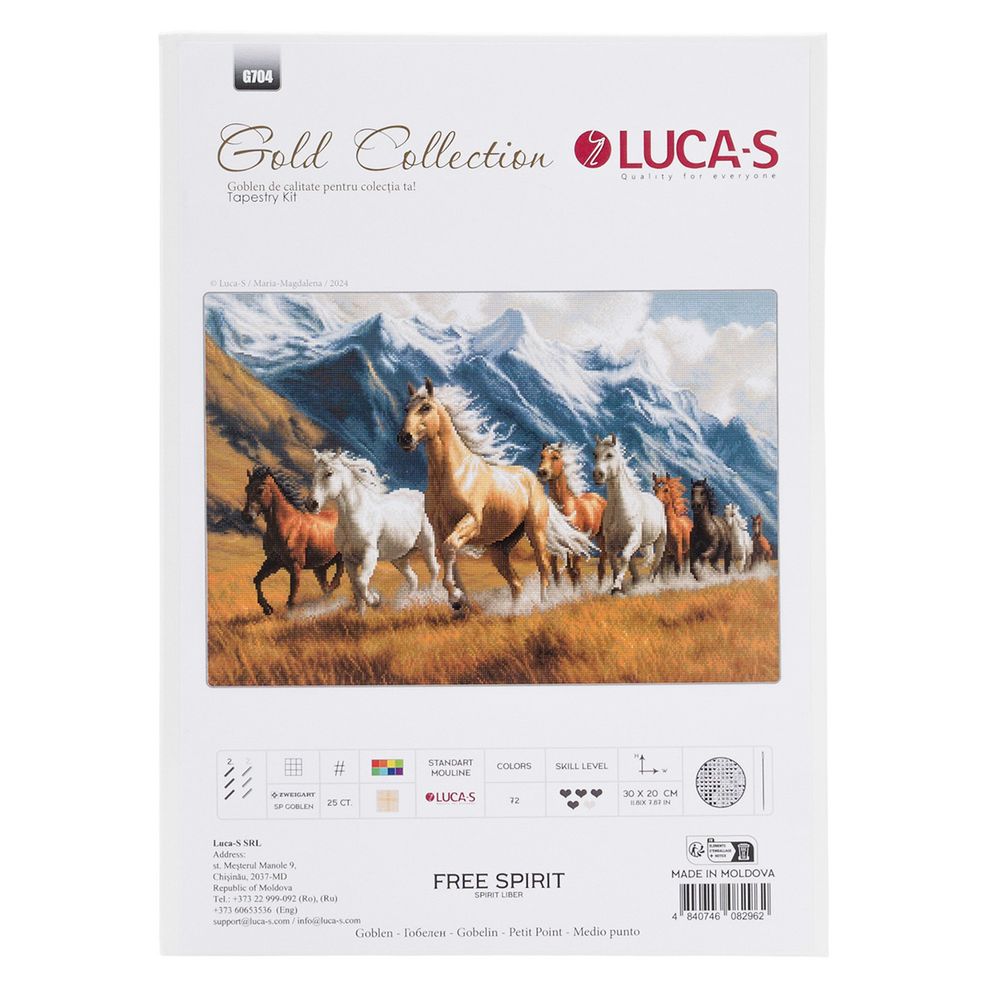 Набор для вышивания нитками Luca-S G704, гобелен Дух свободы, 30х20см