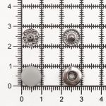 Кнопка Альфа (S-образная) ⌀10.0 мм, ≈1440 шт, МЕТАЛЛ, эмаль, 523 св.серый матовый + отв.части чер.никель, ВТ-2, NEW STAR