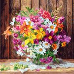 Набор для вышивания нитками Матренин Посад, Деревенский букет 41х41 см