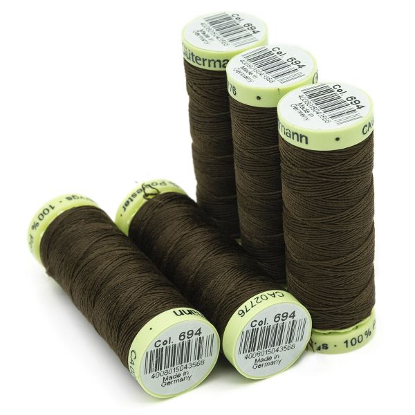 Нитки отделочные Gutermann Top Stitch, 30м, 694 кофейный, 5 катушек
