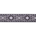 Лента (тесьма) жаккардовая 25.0 мм / 10±0.5 метров, черный/серебро, Gamma TRJ-119(46)