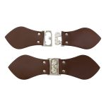 Фурнитура застежка для кардигана кожаная №2 коричневая 24см (никель), 2 шт