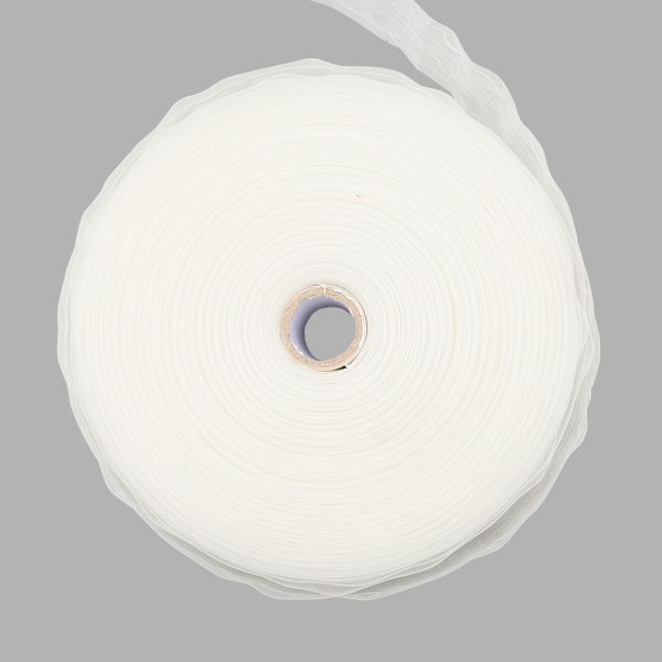 Лента (тесьма) шторная: сборка вафельная (1:3) 80 мм / 50 метров, (2 ряда петель, 4 шнура), C809M прозрачный