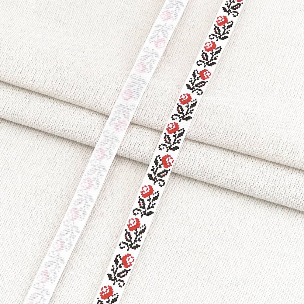 Лента репсовая (в рубчик) с принтом 10.0 мм / 45.72 метра, 1017 Узор