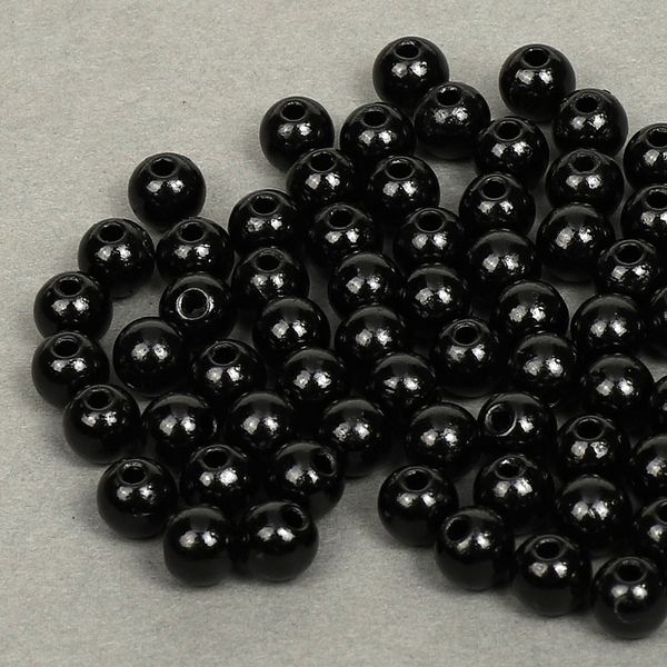 Бусины пластик (перламутр) ⌀6 мм, цв.002 черный уп.50г (483 шт), Magic4Hobby