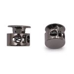 Фиксатор (зажим) для шнура металл 2 отв., 10.5х11.8 мм, ⌀3.7 мм, металл, Nickel (чер.никель), MFR08, 10 шт