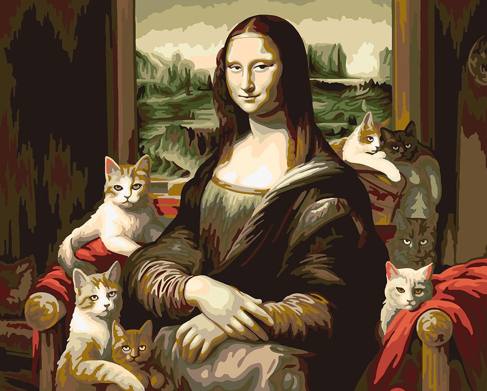 Картина по номерам Фрея PNB/PL-248, Мона Лиза и котики, 50х40 см