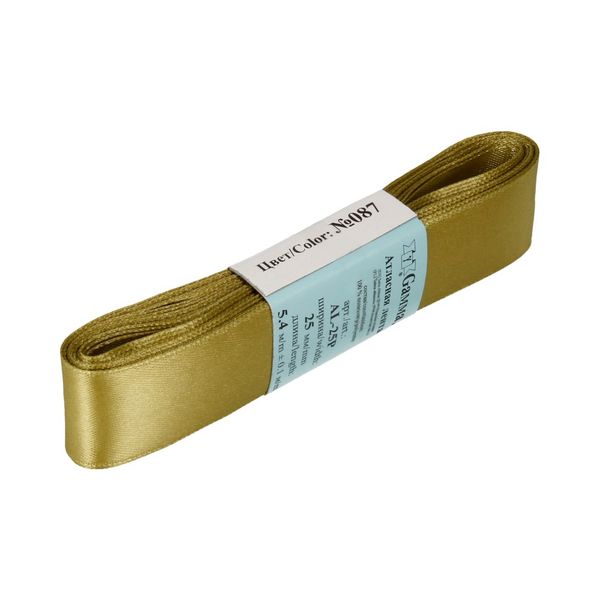 Лента атласная 1-сторонняя 25.0 мм / 5 шт по 5.4 метра, №087 зелено-хаки, Gamma AL-25P