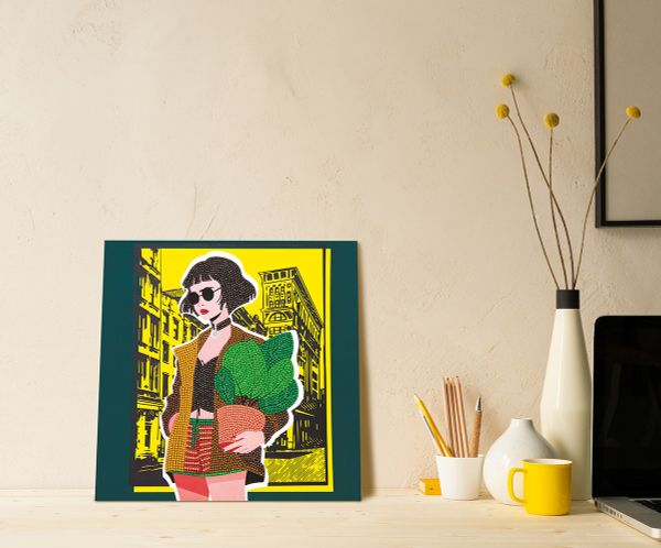 Алмазная (кристальная) мозаика Фрея ALBP-298, постер Девочка с фикусом, 30х30 см