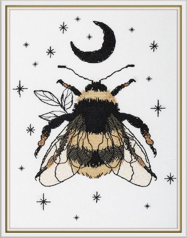 Набор для вышивания нитками Panna J-7496, Черное золото. Шмель, 23х30 см