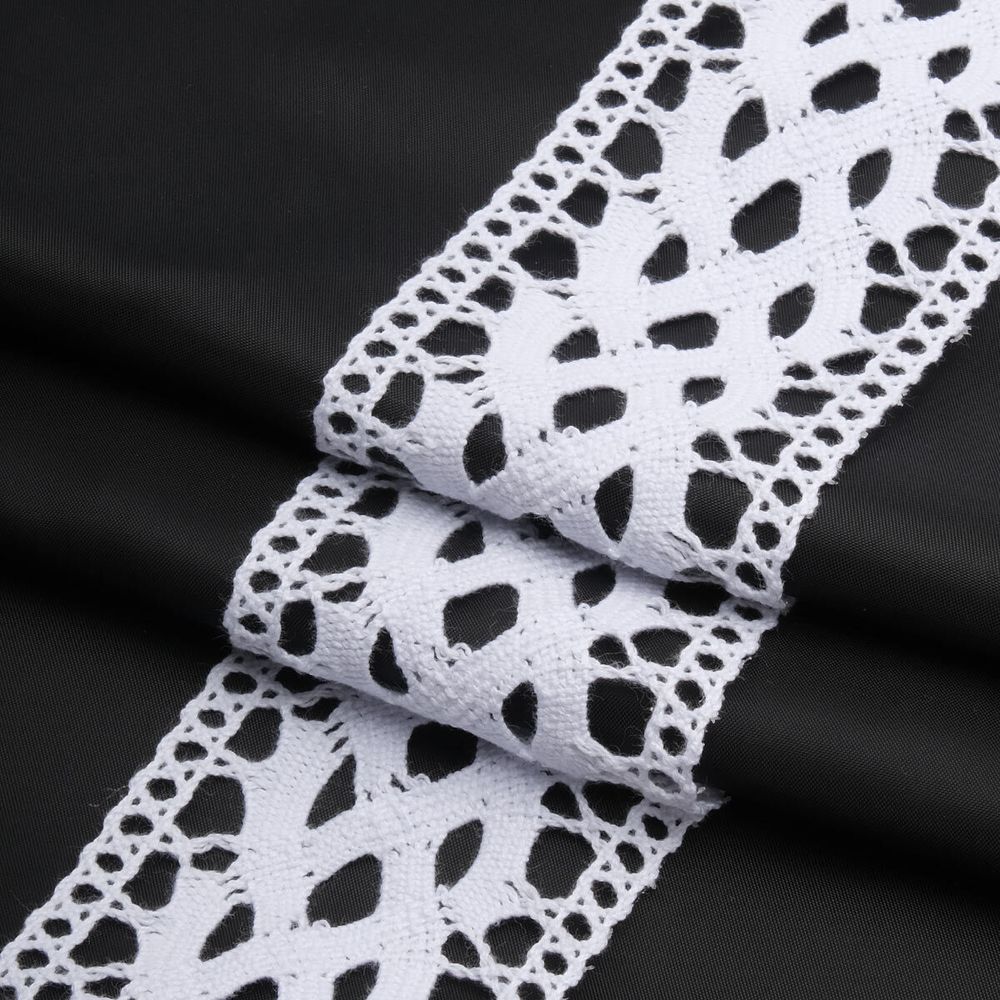 Кружево вязаное (тесьма) 60 мм / 25 м, бел, двухстороннее