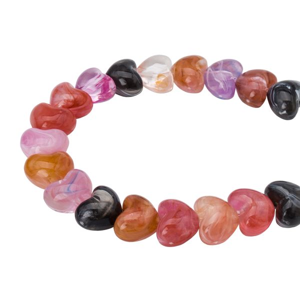 Бусины акрил 12х10х9 мм, 500 г, дымка, сердце, (микс), (7748711)7556 , Astra&Craft