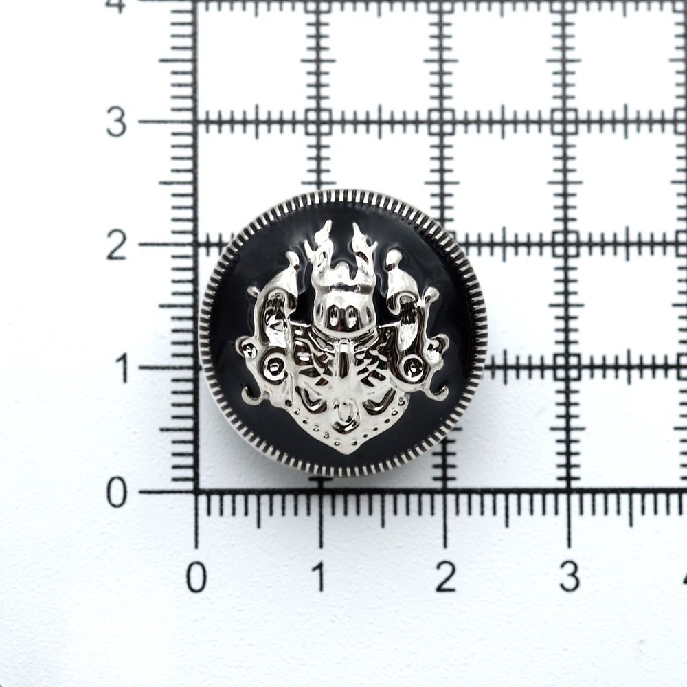 Пуговицы на ножке 36L (23мм), металл (Black/S черный с серебром), 36 шт, ME 645