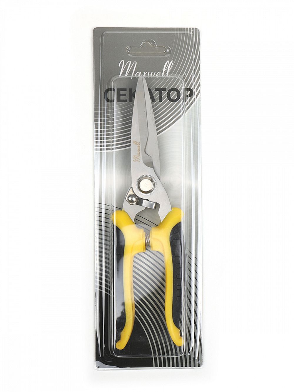 Секатор прямое лезвие 80/210.2 ручки желто-черный пластик, Maxwell Garden