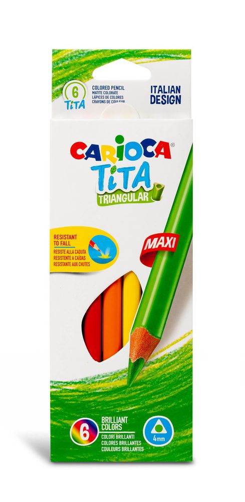 Карандаш цветной утолщенный пластиковый Carioca Tita Maxi трехгранный 6 цв. 42790