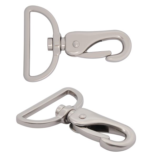 Карабин металл 38.0 мм (64х45 мм), серебро, 4 шт