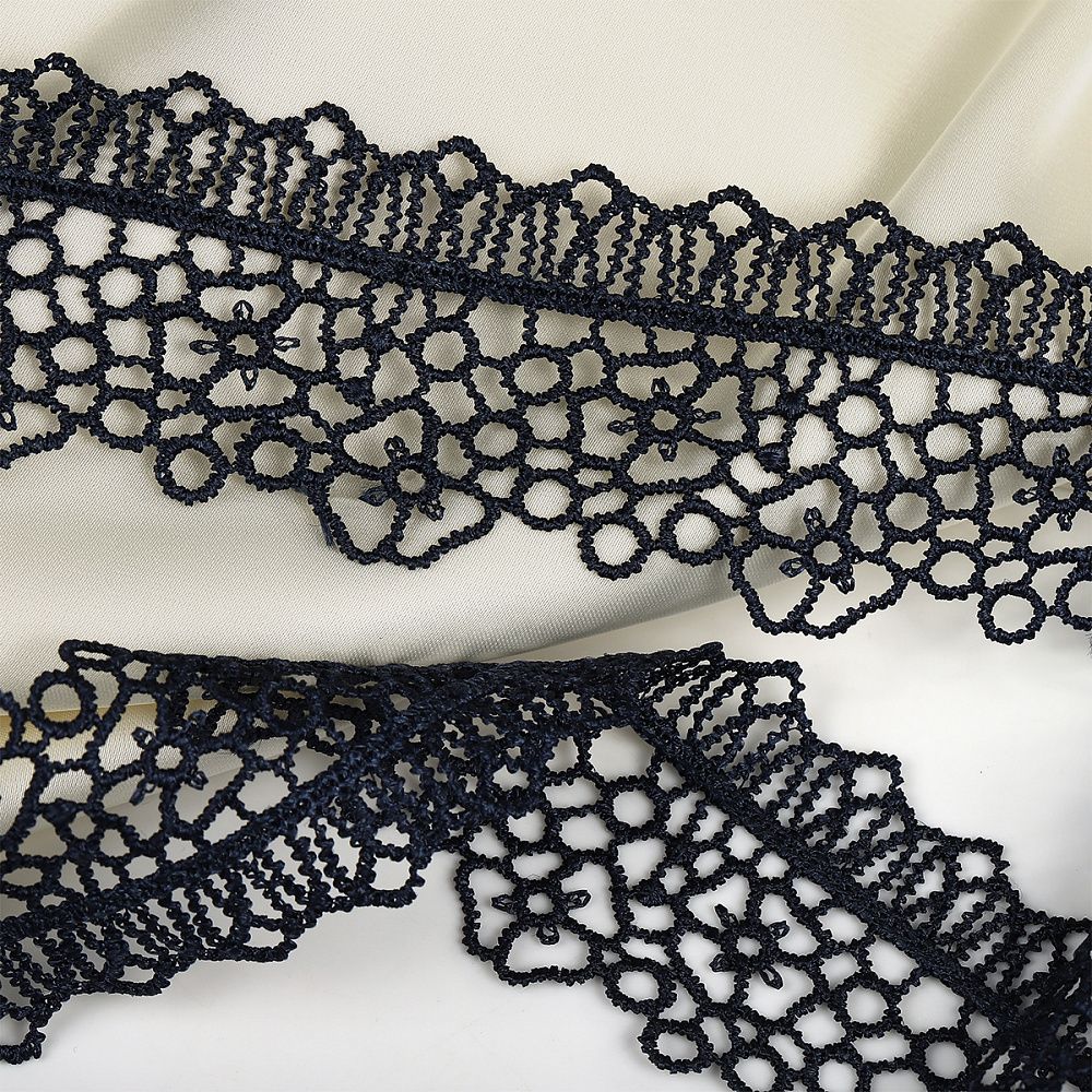 Кружево гипюр (плетёное) 45 мм, диз.2501 цв.B4815 т.синий уп.13.71м, Kruzhevo