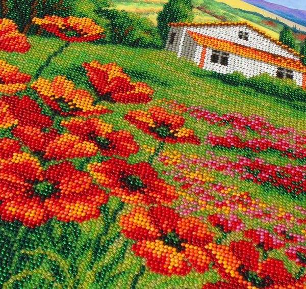 Набор для вышивания бисером Паутинка, Маки Прованса 28х38 см