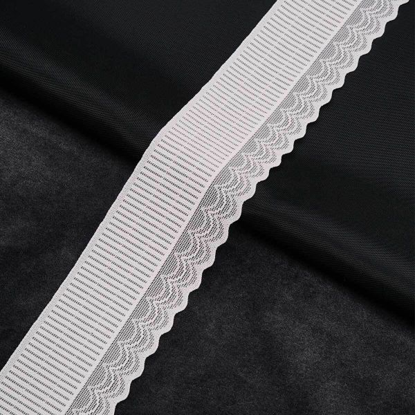 Кружево эластичное (стрейч) 40 мм / 13.72 метра, белый, 3AR3781