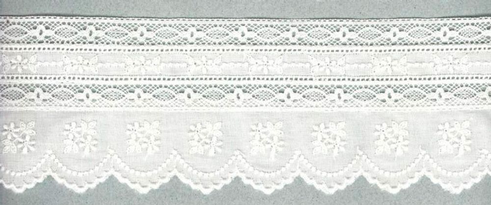 Кружево шитье Iemesa 75 мм, цвет белый, 13.2 м