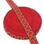 Лента (тесьма) жаккардовая 30.0 мм / 25±1 метров, рис. 9854, красный/желтый/черный, С3881Г17