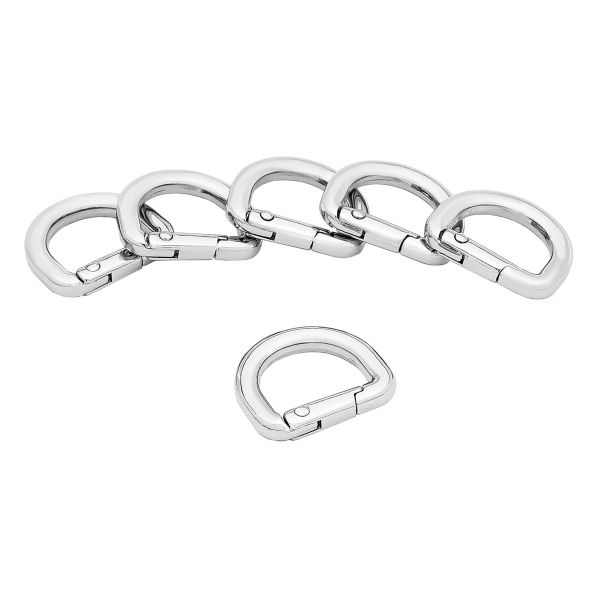 Карабин металл полукольцо 15 мм, серебро (никель), MB_2232, 6 шт