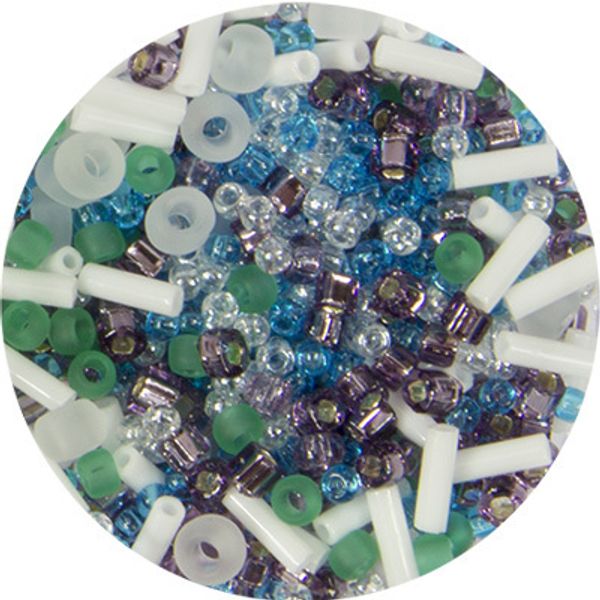 Бисер Toho Mix 2, 25 г, 3229 бело-зел.-гол.-фиолетовый