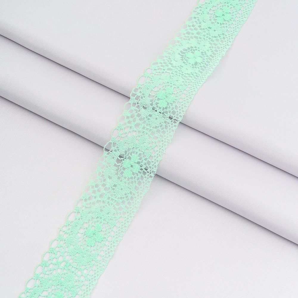 Кружево капроновое 37 мм / 25 метров, 187, 100% п/э, цв. мятный, 26754