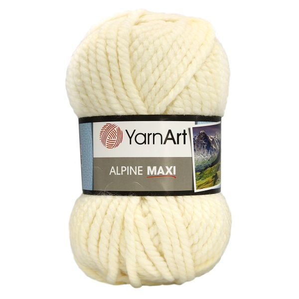 Пряжа YarnArt (ЯрнАрт) Alpine Maxi / уп.2 мот. по 250 г, 105м, 662 молочный