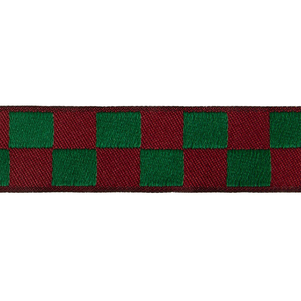 Лента (тесьма) жаккардовая 25.0 мм / 10±0.5 метров, зеленый/красный, Gamma TRJ-112Y