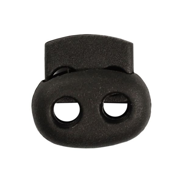 Фиксатор (зажим) для шнура пластик 2 отв., ⌀4.0 мм, 17х16 мм, плоский, черный, 200 шт