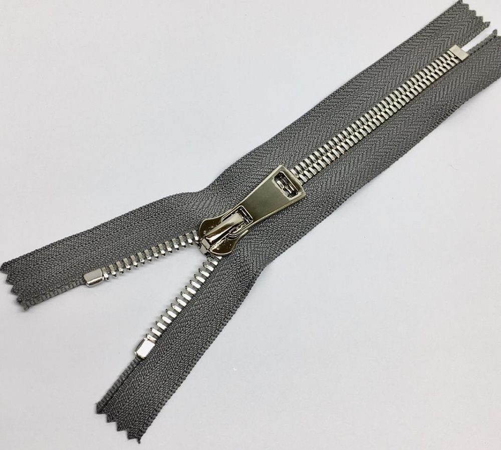 Молния металл Т5 (5 мм) 1 зам., н/раз., 18 см, никель, цв.D384 серый, MaxZipper Premium, 1 шт /TOS/