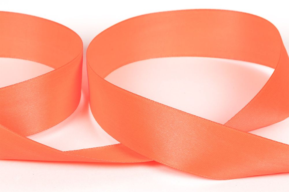 Лента атласная 1-сторонняя 25.0 мм / 33±2 метра, №512N(15-1456) коралловый(неон), Gamma