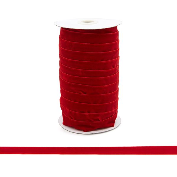 Лента бархатная (тесьма) 20.0 мм / 32.9±2 метров, 0081-1901 (8539 красный)