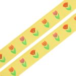 Лента репсовая (в рубчик) Тюльпаны, 15 мм, 3м, желтый