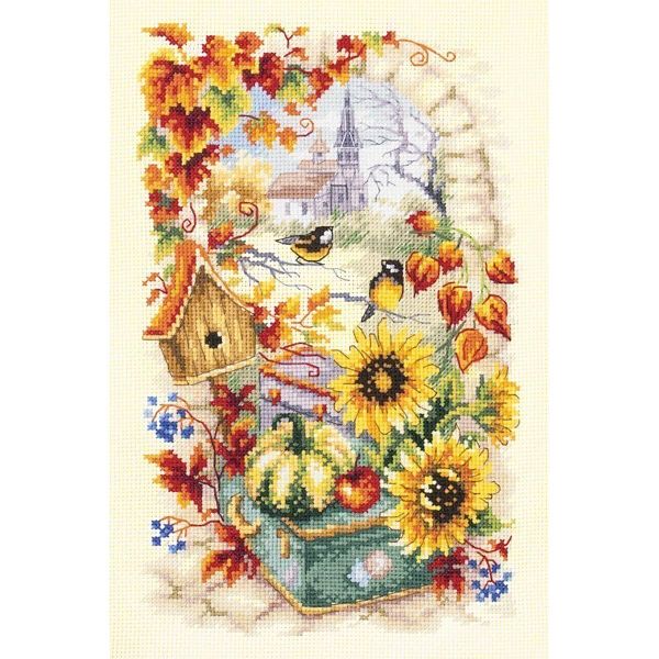 Набор для вышивания нитками Чудесная игла, Яркая осень 17х27см