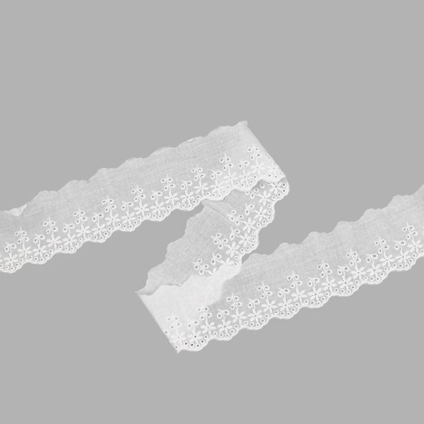 Кружево шитьё х/б 58 мм / 3.4 метра, цвет неотбеленный