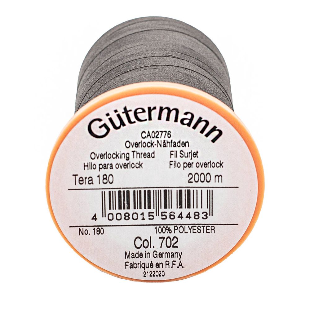 Нитка филаментная особопрочная Gutermann Tera 180, 2000 м, 702 мышино-серый, 1 катушка