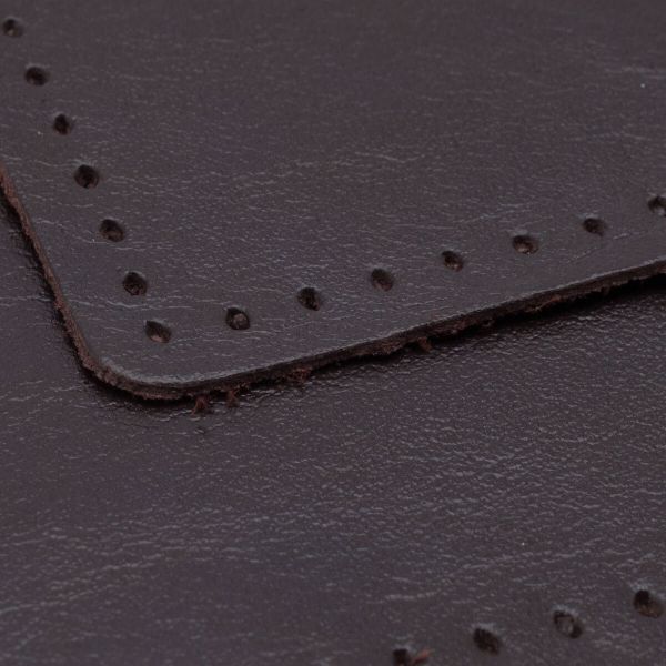 Заплатки пришивные из кожи, квадрат 6см с перфорацией, 2 шт, 100% кожа, 03 темно-коричневый, 9112