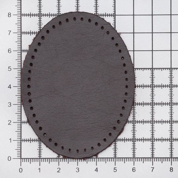 Заплатки пришивные из кожи, овал 6х8,2см с перфорацией, 2 шт, 100% кожа, 03 темно-коричневый, 9114