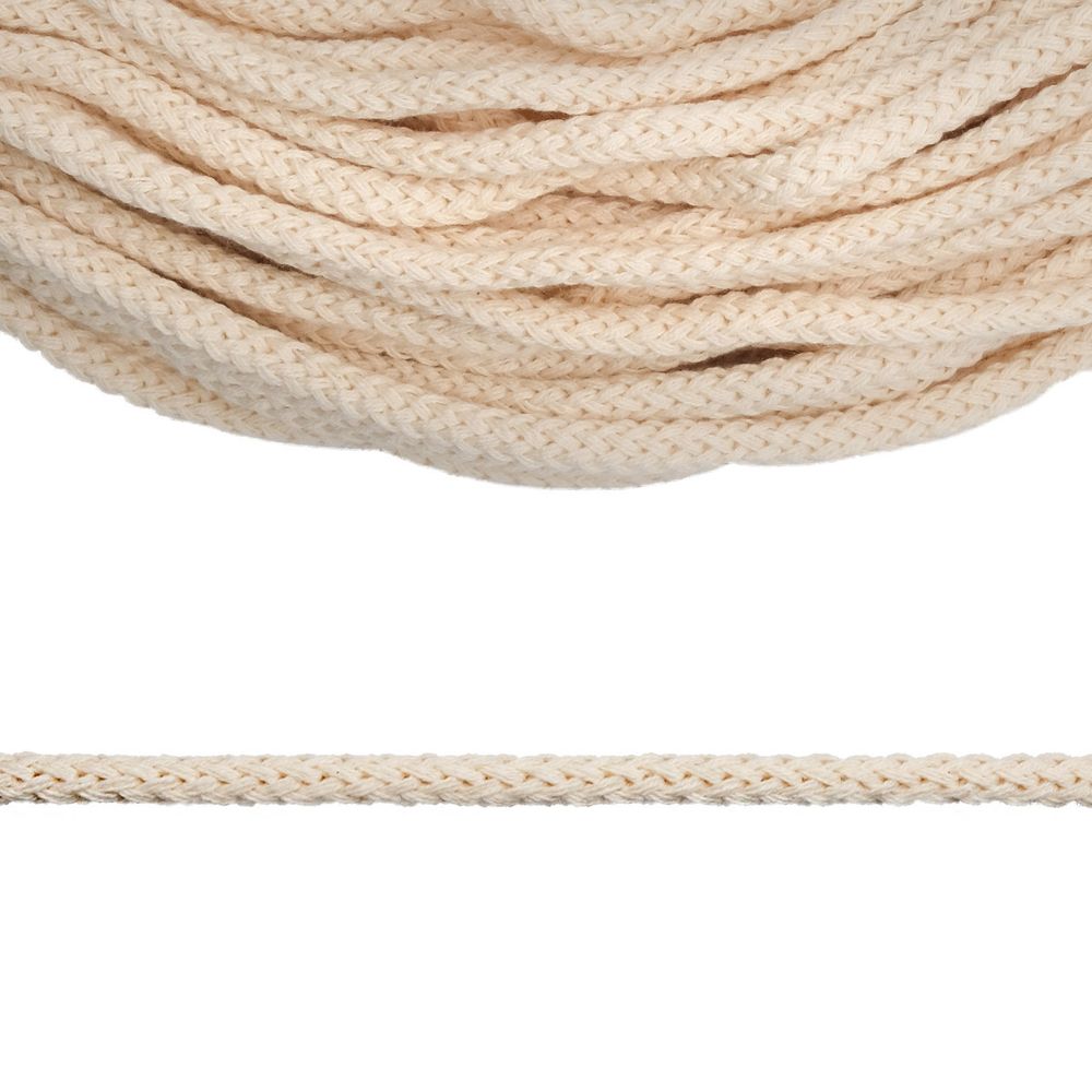 Шнур круглый х/б ⌀5.0 мм / 100 метров, суровый