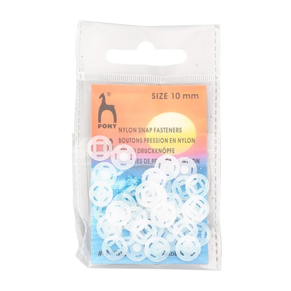 Кнопки одежные 10 мм, нейлон, прозрачные,18 шт, Pony