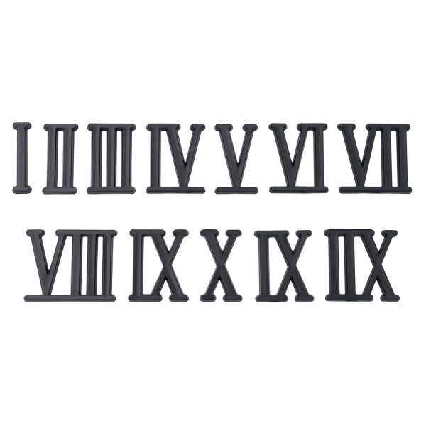 Цифры римские для часов, высота 23 мм, пластик (ZB-10154 черный)